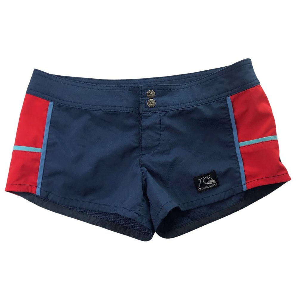 QUICKSILVER Hotty Hot SHORT Shorts, Dark Blue Orange Color Block Size 3 Beach S